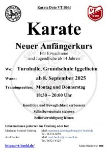 Mehr über den Artikel erfahren Karate, neuer Anfängerkurs für Erwachsene und Jugendliche ab 14 Jahren