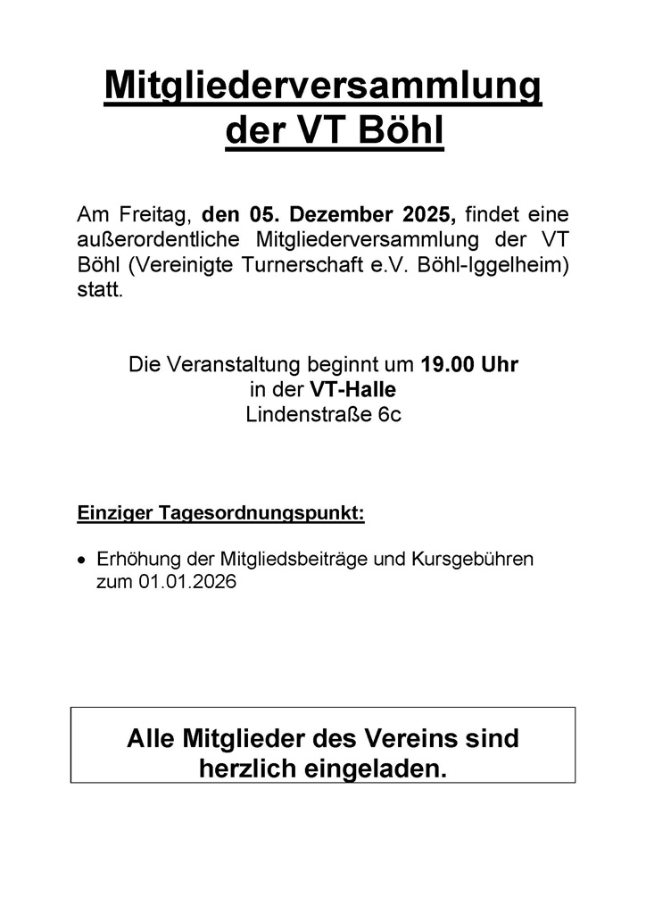 Mitgliederversammlung der VT Böhl