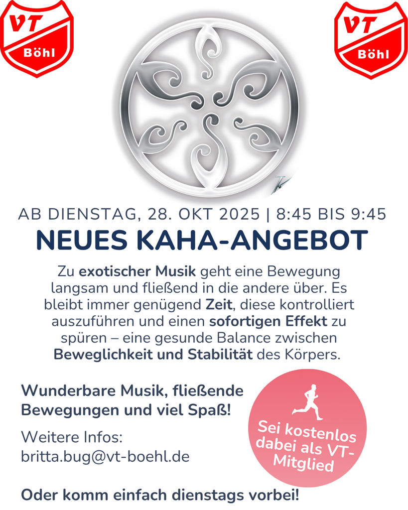 Neues Kaha Angebot ab 28. Oktober, Di 8:45-9:45
