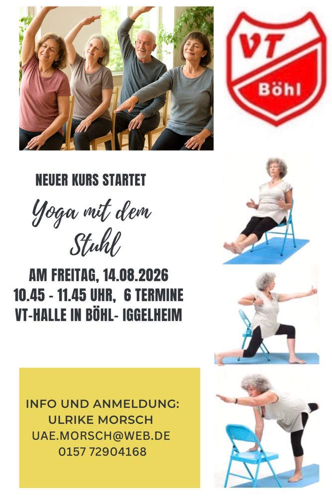Yoga rund um den Stuhl – Neuer Kurs