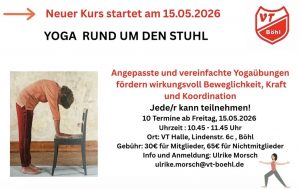 Mehr über den Artikel erfahren Yoga rund um den Stuhl – Neuer Kurs